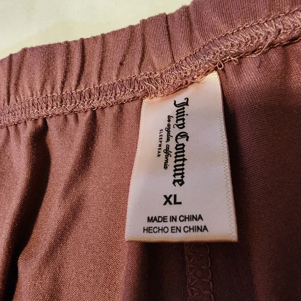 Juicy Couture Long‎ Pant Pajama Set Studded Mauve Sz L. Short Sleeve Button Up
